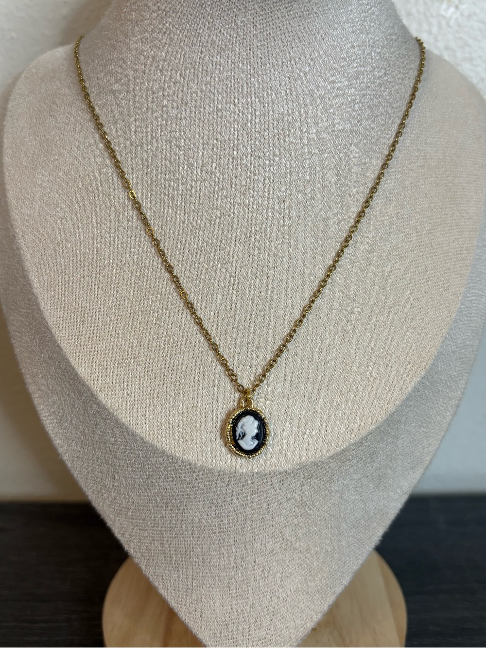 Handmade Gold/Black Cameo Necklace